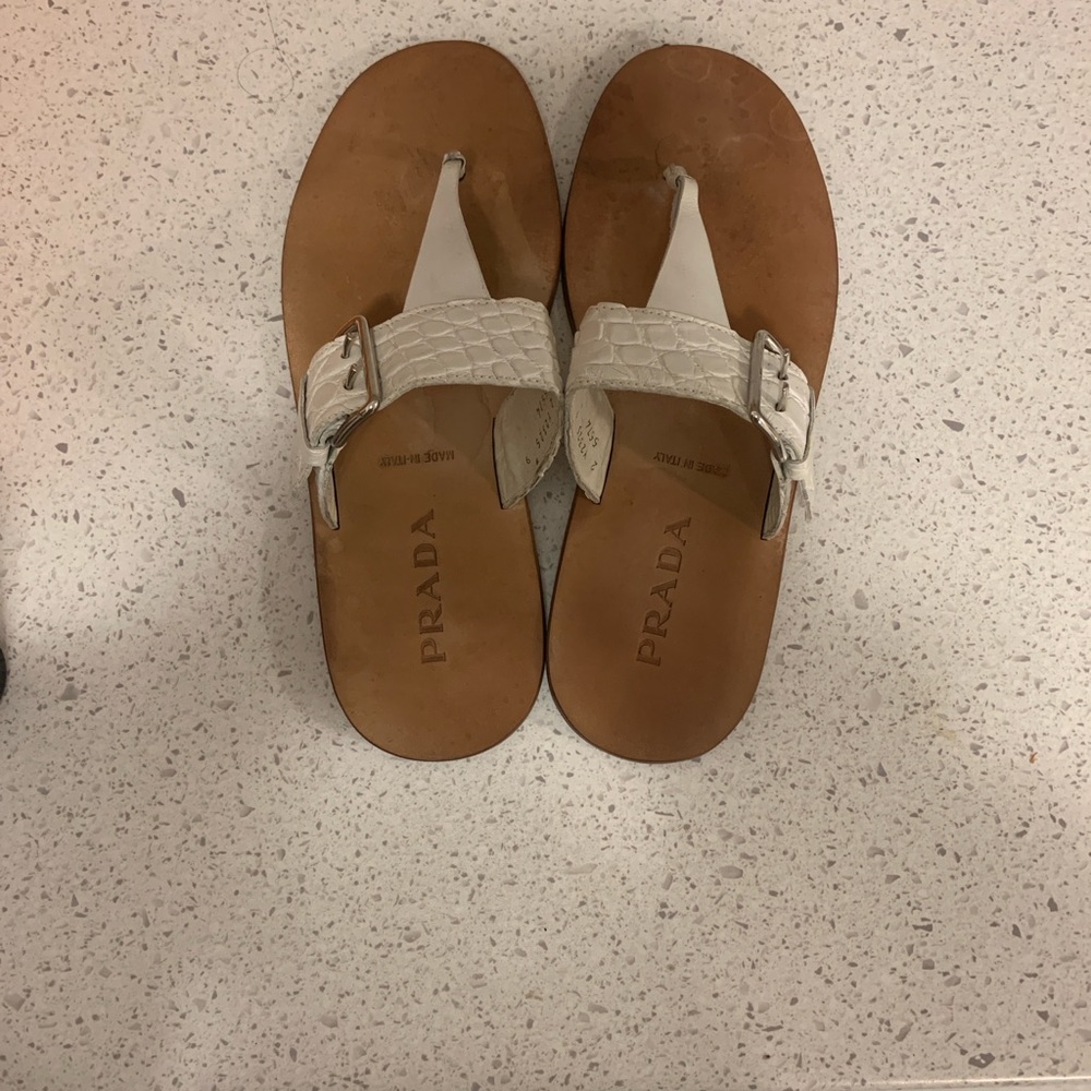 Men’s’ Prada white leather  Sandals
